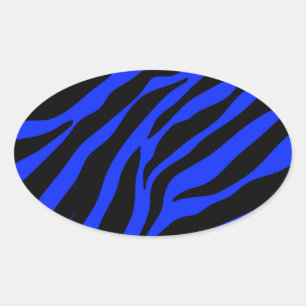 blue zebra oval sticker