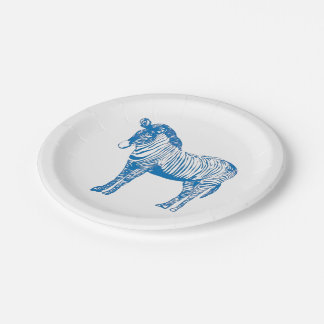 Blue zebra party plate
