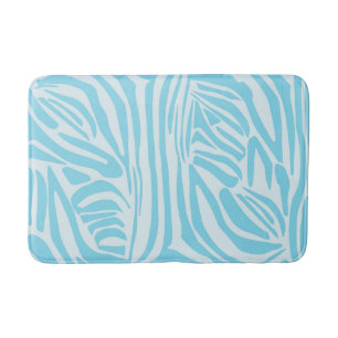 Blue Zebra Pattern Bath Mat