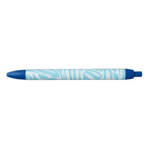 Blue Zebra Pattern Black Ink Pen