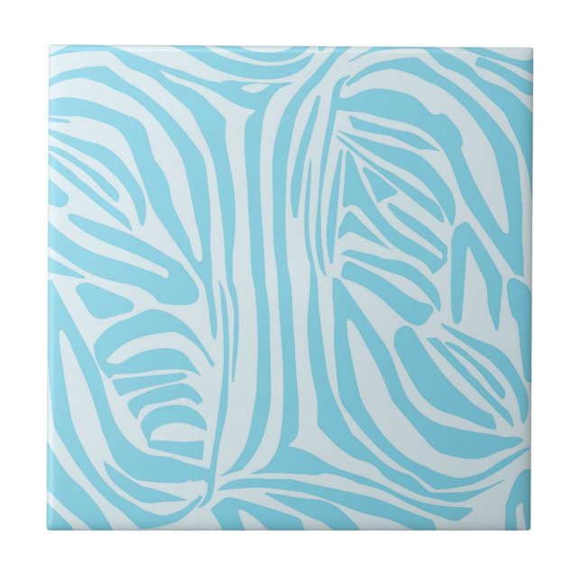 Blue Zebra Pattern Ceramic Tile (Front)
