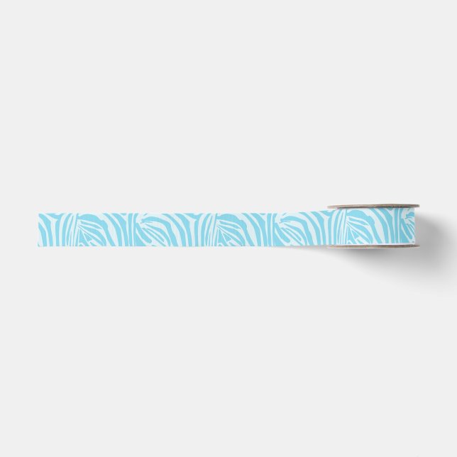 Blue Zebra Pattern Grosgrain Ribbon (Front)