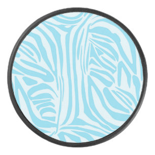 Blue Zebra Pattern Hockey Puck