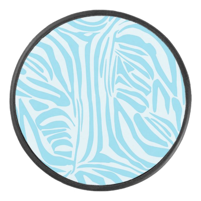 Blue Zebra Pattern Hockey Puck (Front)