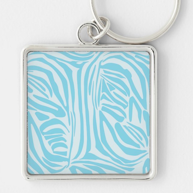 Blue Zebra Pattern Key Ring (Front)