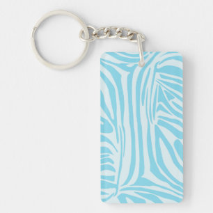 Blue Zebra Pattern Key Ring