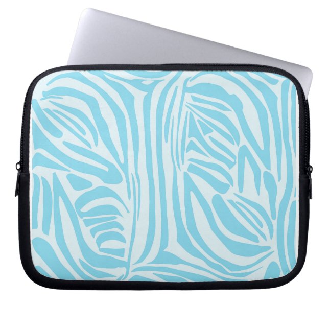 Blue Zebra Pattern Laptop Sleeve (Front)