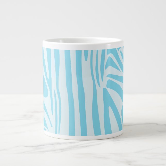Blue Zebra Pattern Large Coffee Mug (Front)