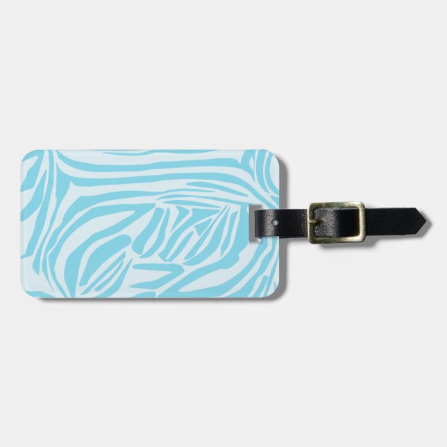 Blue Zebra Pattern Luggage Tag (Front Horizontal)