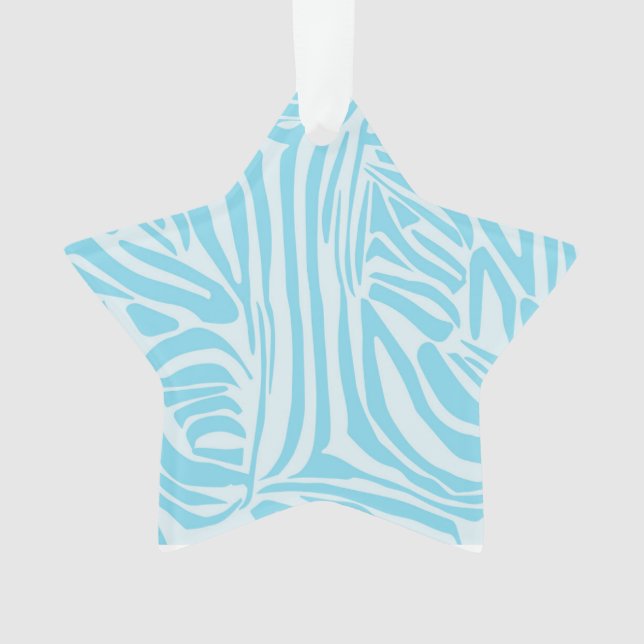 Blue Zebra Pattern Ornament (Front)