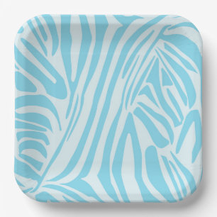 Blue Zebra Pattern Paper Plate