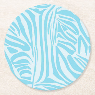 Blue Zebra Pattern Round Paper Coaster