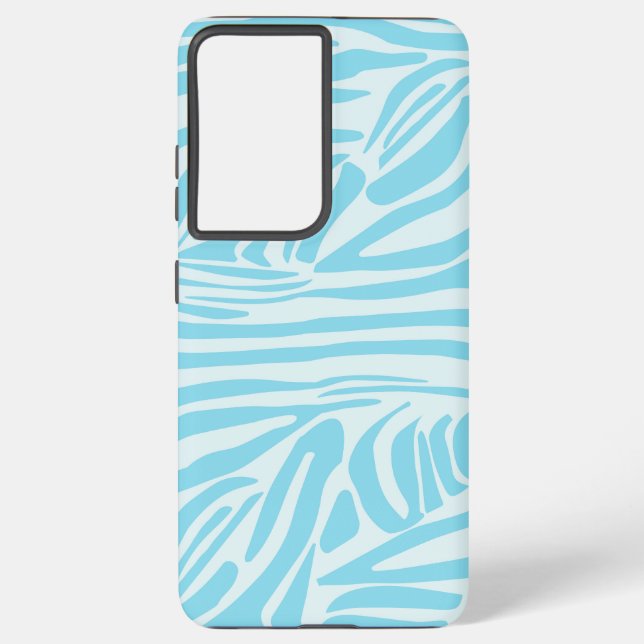Blue Zebra Pattern Samsung Galaxy S21 Ultra Case (Back)