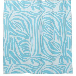 Blue Zebra Pattern Shower Curtain