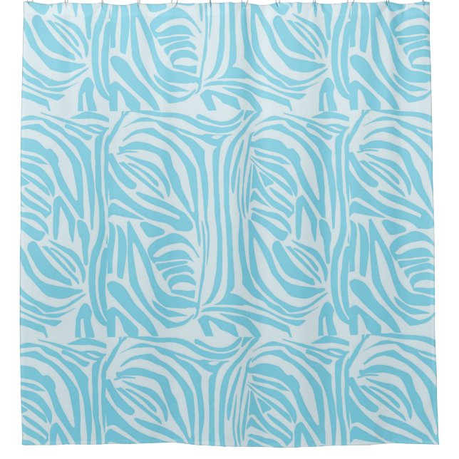 Blue Zebra Pattern Shower Curtain (Front)