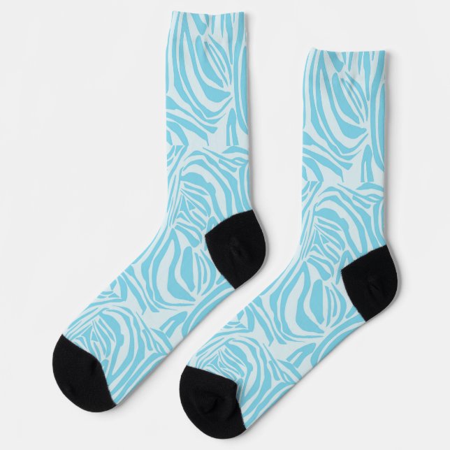 Blue Zebra Pattern Socks (Left)