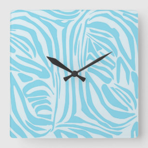 Blue Zebra Pattern Square Wall Clock
