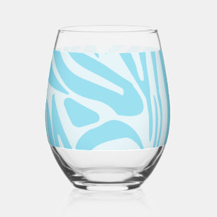 Blue Zebra Pattern Stemless Wine Glass