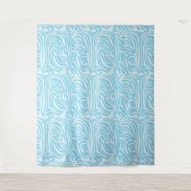 Blue Zebra Pattern Tapestry (Front)