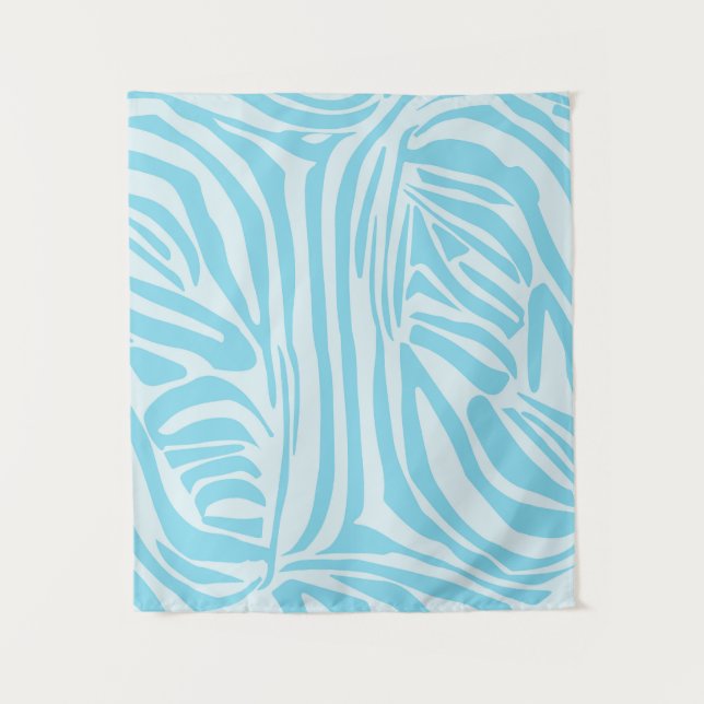 Blue Zebra Pattern Tapestry (Front)