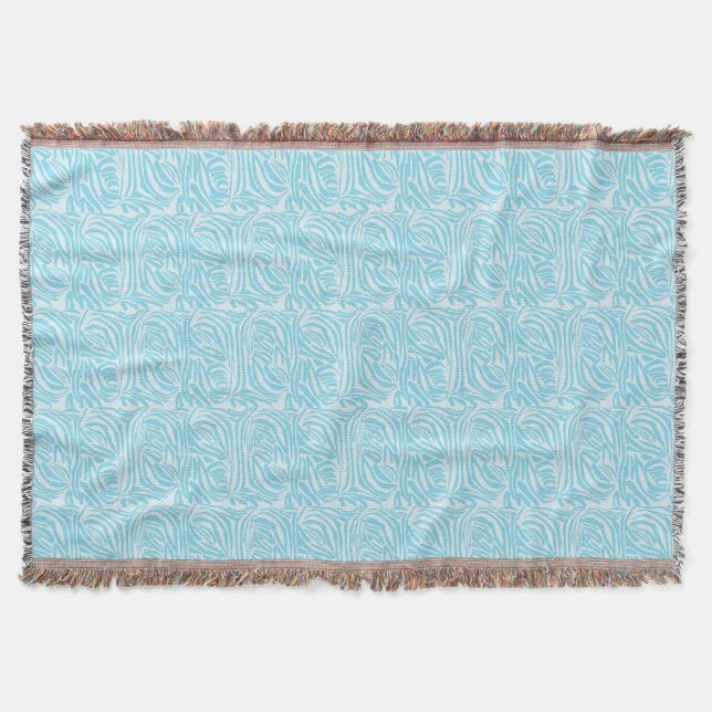 Blue Zebra Pattern Throw Blanket (Front)