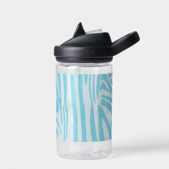 Blue Zebra Pattern Water Bottle (Left)