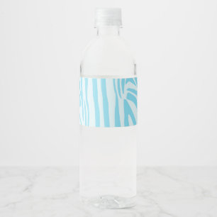 Blue Zebra Pattern Water Bottle Label