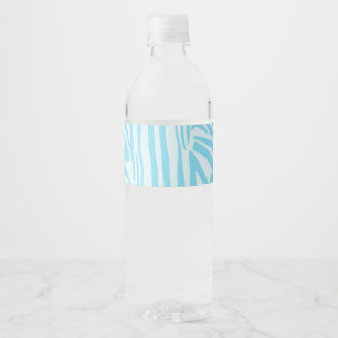 Blue Zebra Pattern Water Bottle Label