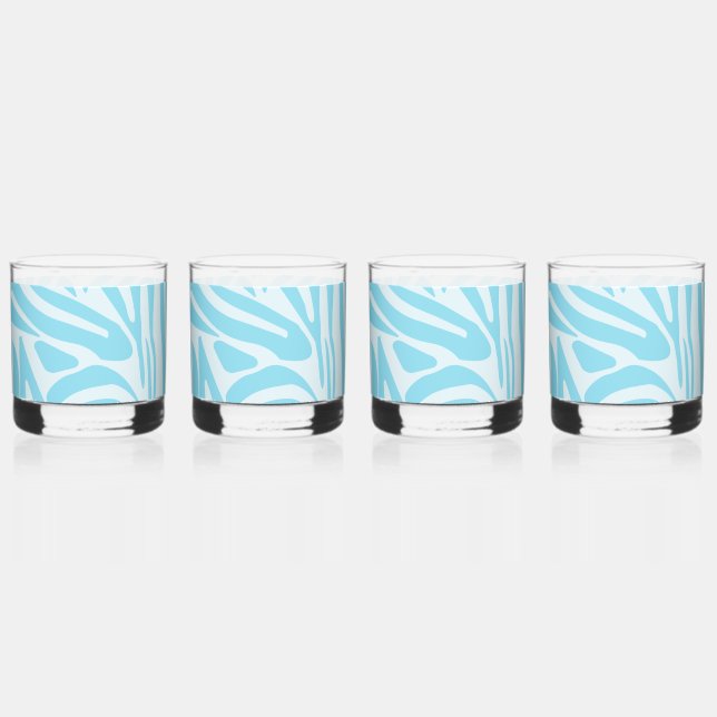 Blue Zebra Pattern Whiskey Glass (Front)