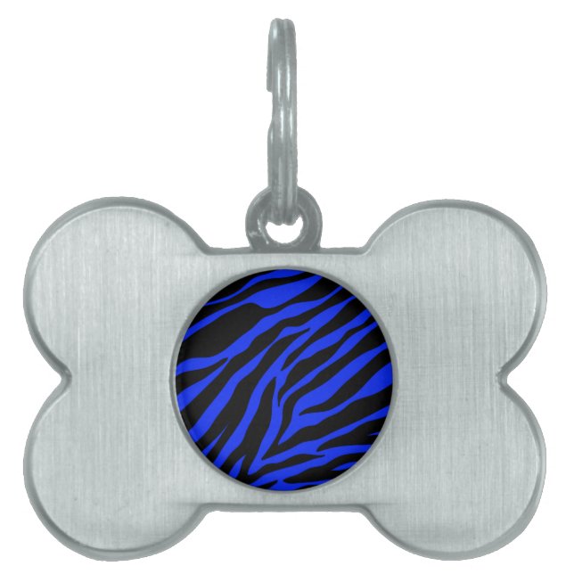 blue zebra pet name tag (Front)