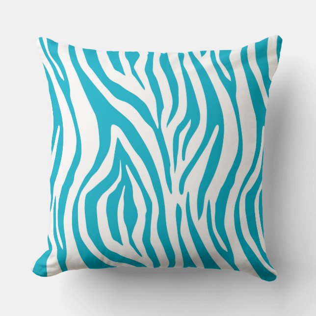Blue Zebra Print Pattern Cushion (Front)