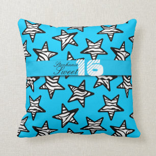 Blue zebra stars Sweet 16 Birthday Pillow