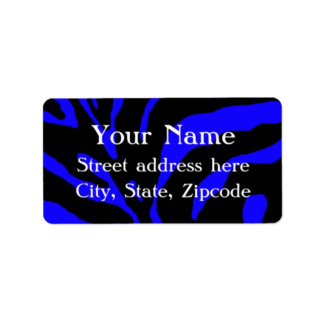 Blue Zebra Stripe Animal Print Label (Front)