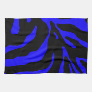 Blue Zebra Stripe Animal Print Tea Towel