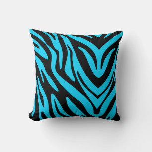 Blue Zebra Stripe Cushion