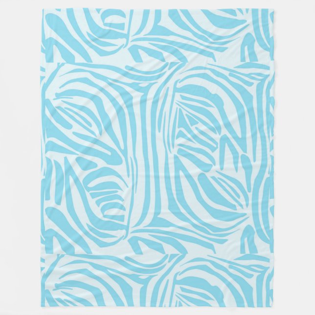 Blue Zebra Stripe Pattern Fleece Blanket (Front)