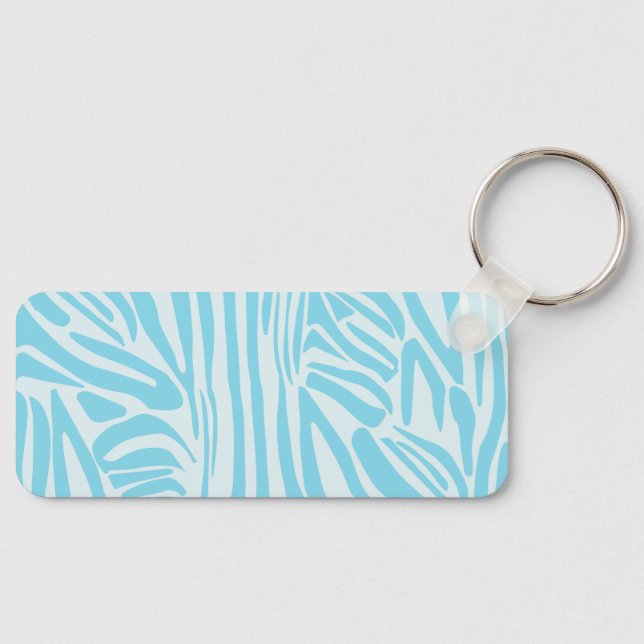 Blue Zebra Stripe Pattern Key Ring (Front)
