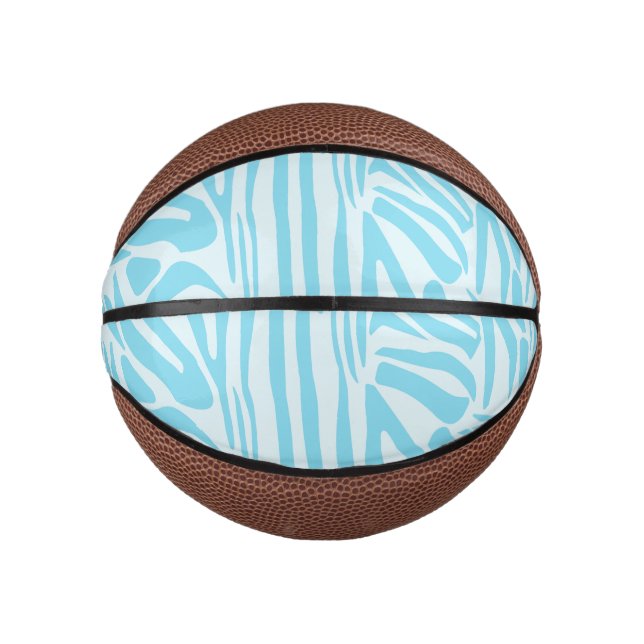 Blue Zebra Stripe Pattern Mini Basketball (Front)