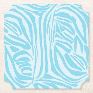 Blue Zebra Stripe Pattern Paper Coaster