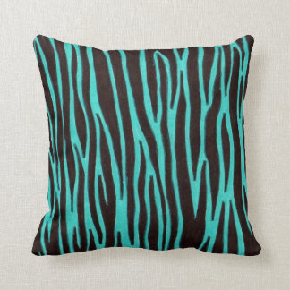 Blue zebra stripe throw pillow