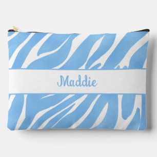 Blue Zebra Stripes Pattern Accessory Pouch
