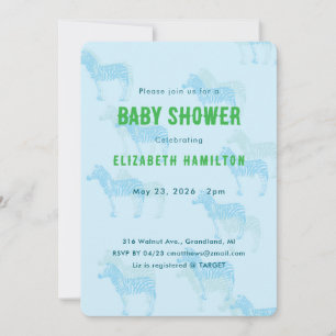 Blue Zebras Baby Shower Invitation