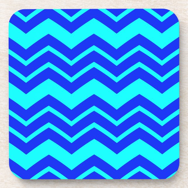 Blue Zig Zag Chevron Pattern Design  Coaster (Front)