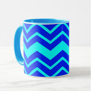 Blue Zig Zag Chevron Pattern Design  Mug