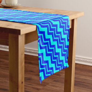 Blue Zig Zag Chevron Pattern Design  Short Table Runner