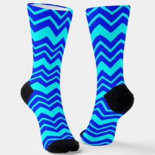 Blue Zig Zag Chevron Pattern Design Socks