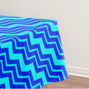 Blue Zig Zag Chevron Pattern Design Tablecloth