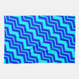 Blue Zig Zag Chevron Pattern Design Tea Towel