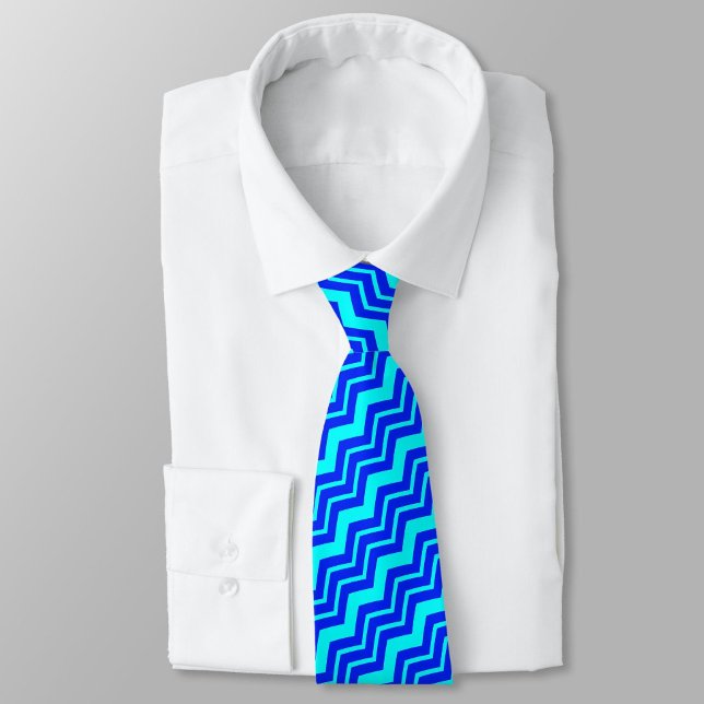 Blue Zig Zag Chevron Pattern Design  Tie (Creator Uploaded)