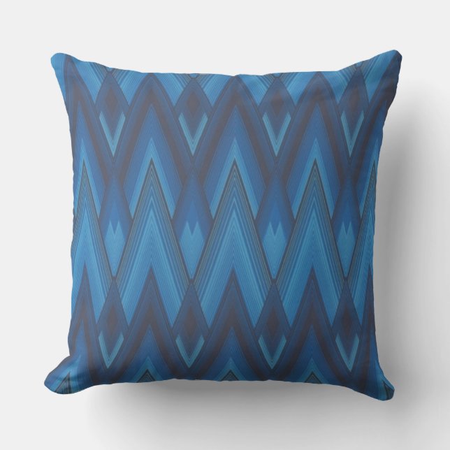 Blue Zig Zag Outdoor Cushion (Front)